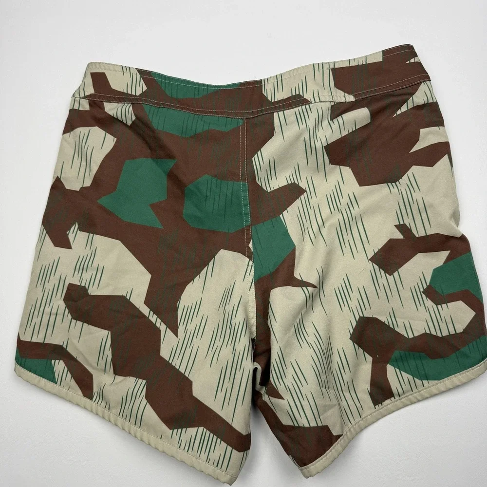 Tachuntfish Shorts Mens Small Beige Camo Swim Trunks Drawstring Hunting